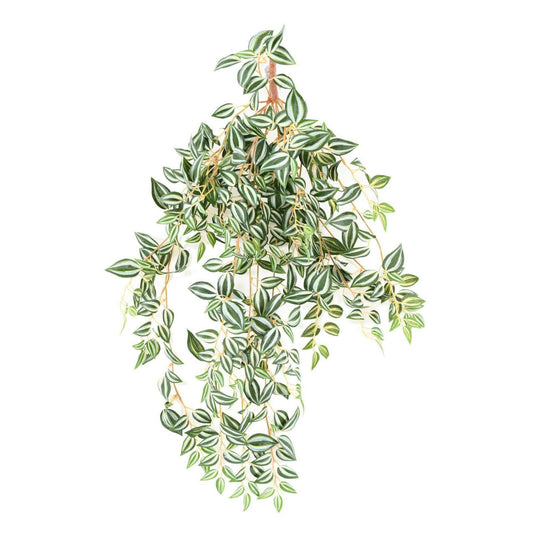Feuillage artificiel chute de Tradescantia - plante d'intérieur - H.70cm vert blanc-N2