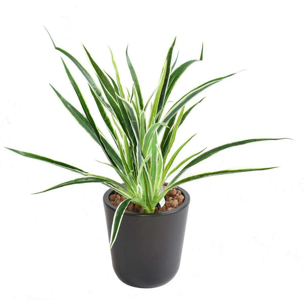 Feuillage artificiel Dracaena 4 touffes - plante en piquet - H.40cm panaché E4