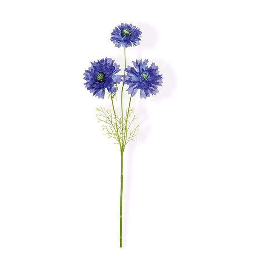 Fleur artificielle bleuet 3 fleurs - composition bouquet - H.58cm bleu-S2