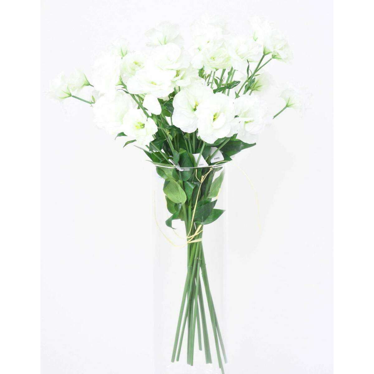 Fleur artificielle coupée Lisianthus 3 fleurs - création de bouquet - H.70cm blanc - K1
