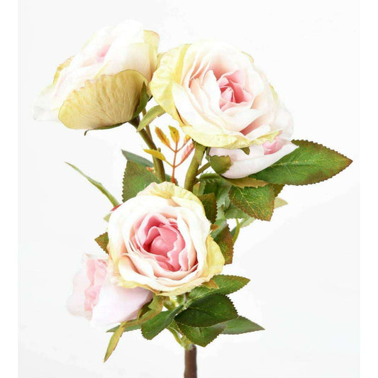 Fleur artificielle coupée rose multi spray - 5 fleurs - H.45cm rose clair - M4