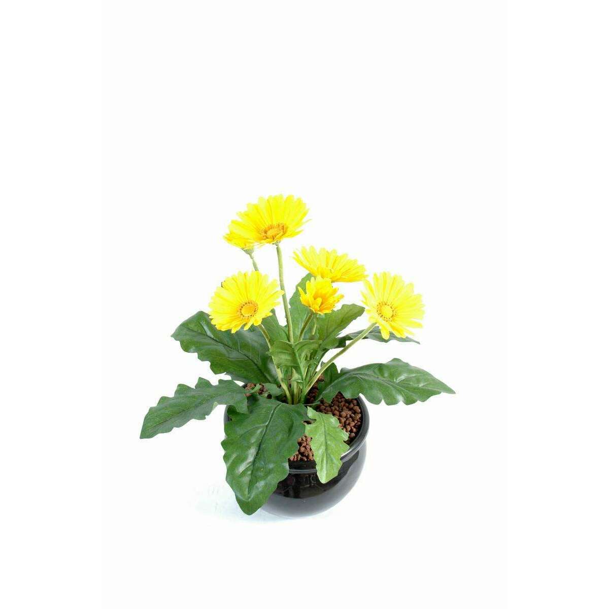 Fleur artificielle Gerbera - plante fleurie en piquet - H.25 cm jaune - G4