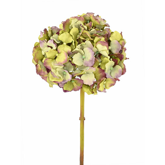 Fleur artificielle Hortensia - création bouquet composition - H.45cm vert/rose H4