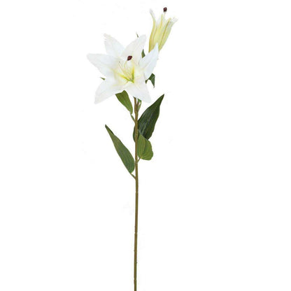 Fleur artificielle Lys 1 fleur et 1 bouton - création de bouquet - H.73 cm blanc - J1