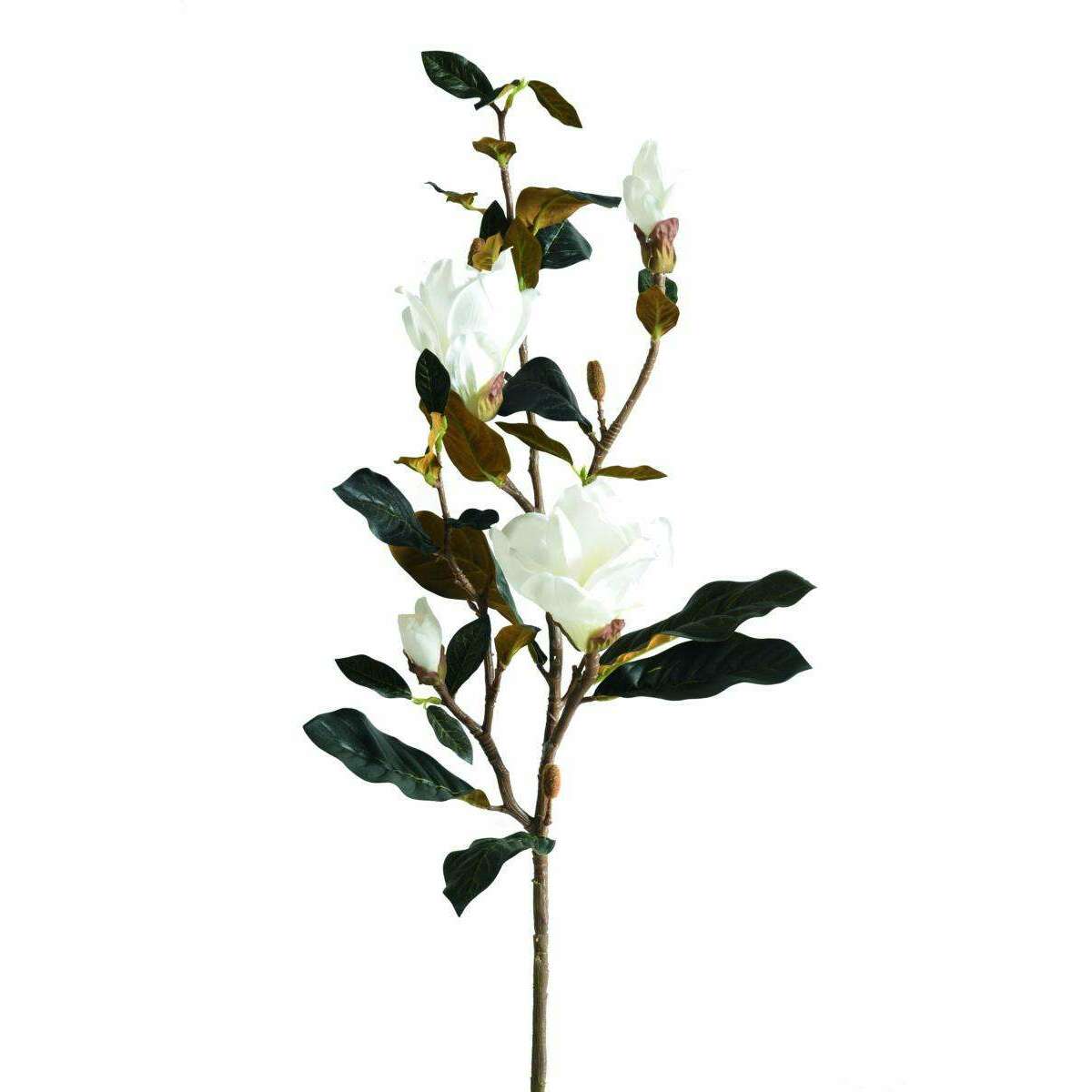 Fleur artificielle Magnolia 2 fleurs 2 boutons - création florale intérieur - H.100cm blanc K6