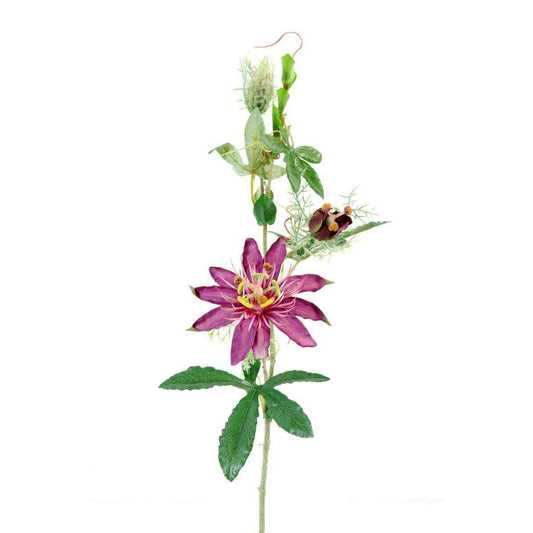Fleur artificielle Passiflore - fleur de la passion en tissu - H.45cm violet G1