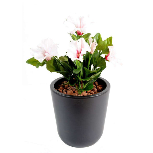 Fleur artificielle Petunia 4 fleurs - plante d'intérieur en piquet - H.25cm blanc rose L3