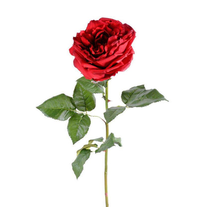 Fleur artificielle rose Anglaise Ø.14cm - haute gamme - H.85cm rouge - M5