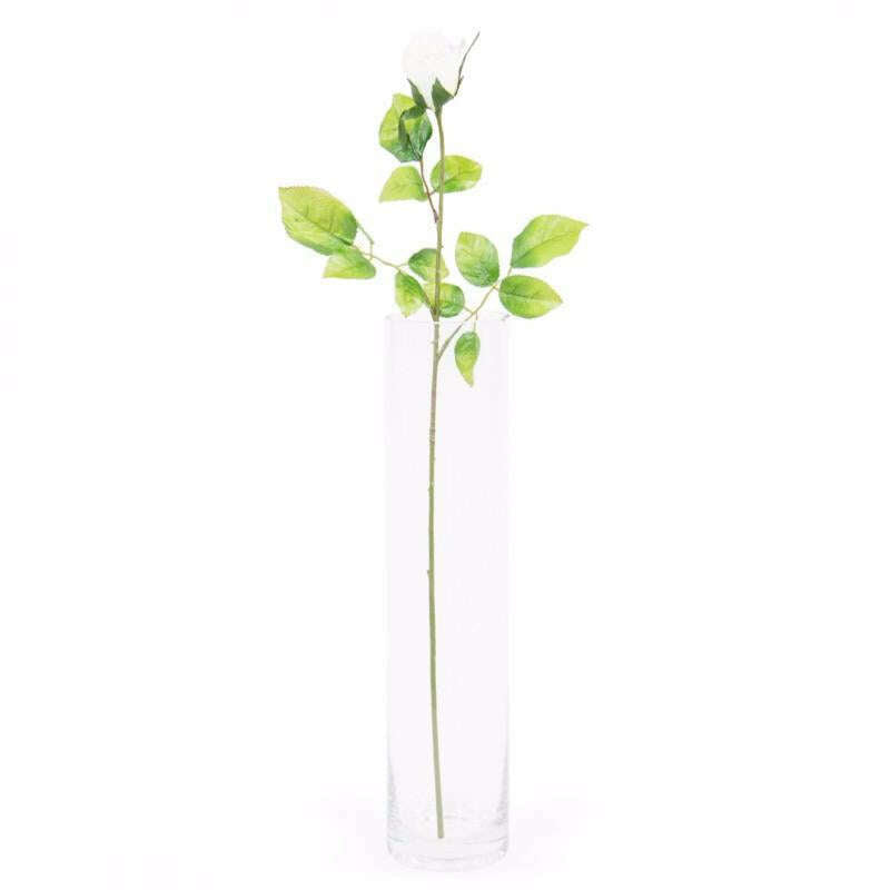 Fleur artificielle rose bouton - composition bouquet - H.67cm blanc S2
