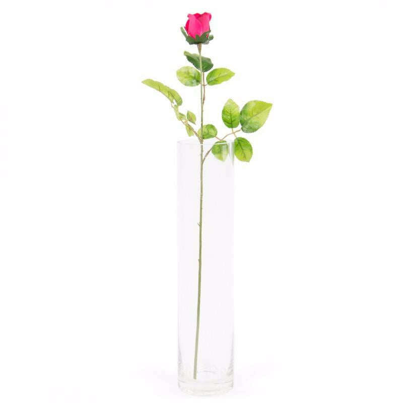 Fleur artificielle rose bouton - composition bouquet - H.67cm fuchsia - S2