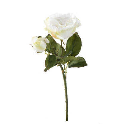 Fleur artificielle rose fresh touch - décoration intérieure - H.43cm blanc - M3