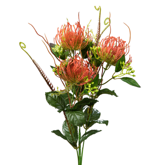 Fleur artificielle tige de Protea - création florale intérieur - H.82cm vert brique-R1