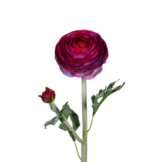 Fleur artificielle tige de Renoncule - création de bouquet - H.57cm pourpre R1