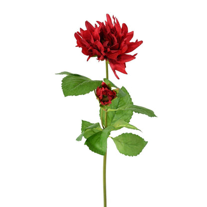 Fleur coupée artificielle Dahlia - 1 fleur 1 bouton - H.75cm rouge F1