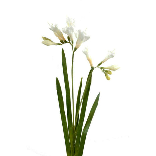Fleur coupée artificielle Freesia large - création de bouquet - H.60cm blanc G1
