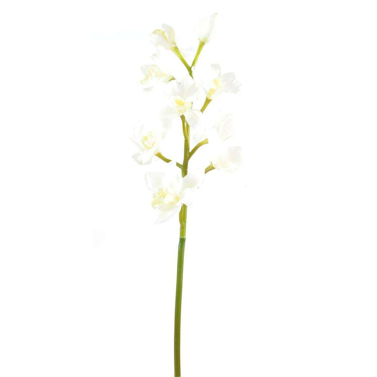 Fleur coupée Orchidée Cymbidium - création bouquet artificiel - H.100cm blanc E1