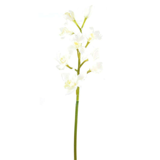 Fleur coupée Orchidée Cymbidium - création bouquet artificiel - H.100cm blanc E1