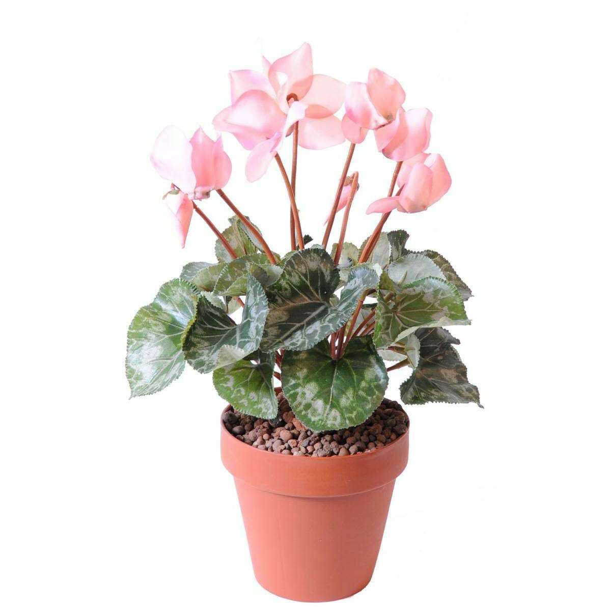 Fleurs artificielles Cyclamen - plante en piquet pour intérieur - H.32cm rose D3
