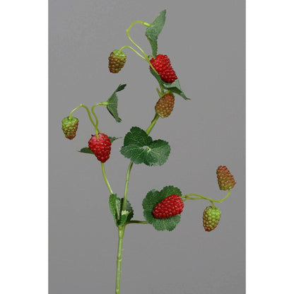 Framboise artificielle branche de 9 fruits – composition florale - H.44cm rouge Q3