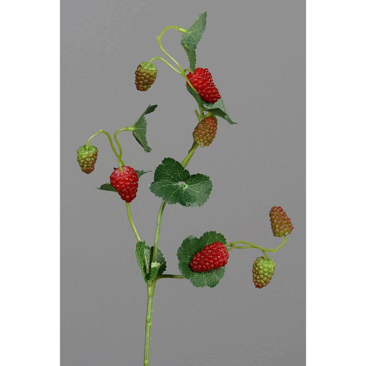 Framboise artificielle branche de 9 fruits – composition florale - H.44cm rouge Q3