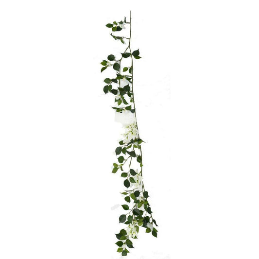Guirlande artificielle bougainvillier en fleur - intérieur - H.110cm blanc