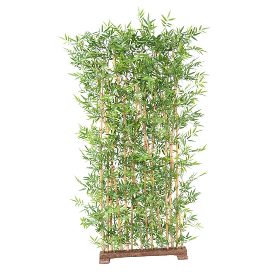 Haie artificielle Bambou Japanese Plast UV - extérieur - H.180cm socle bois 70cm
