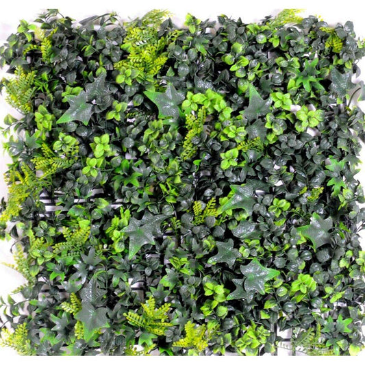 Mur végétal artificiel fond de lierre et buis - décoration murale - 50x50cm vert - B5