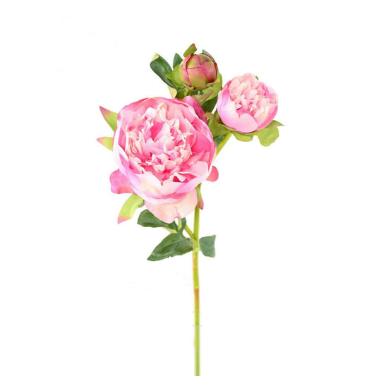 Pivoine artificielle 2 fleurs - création de bouquet composition - H.50cm rose- k4