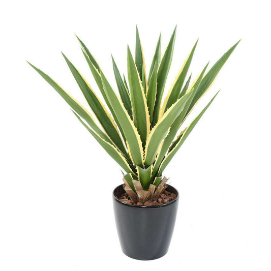 Plante artificielle Agave Furcraea - intérieur extérieur - H.110cm vert jaune