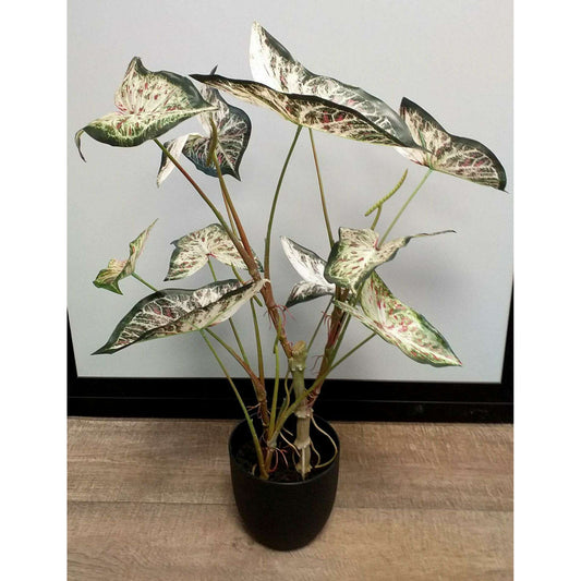 Plante artificielle Alocasia en pot - plante d'intérieur - H.75cm vert rouge - Q3
