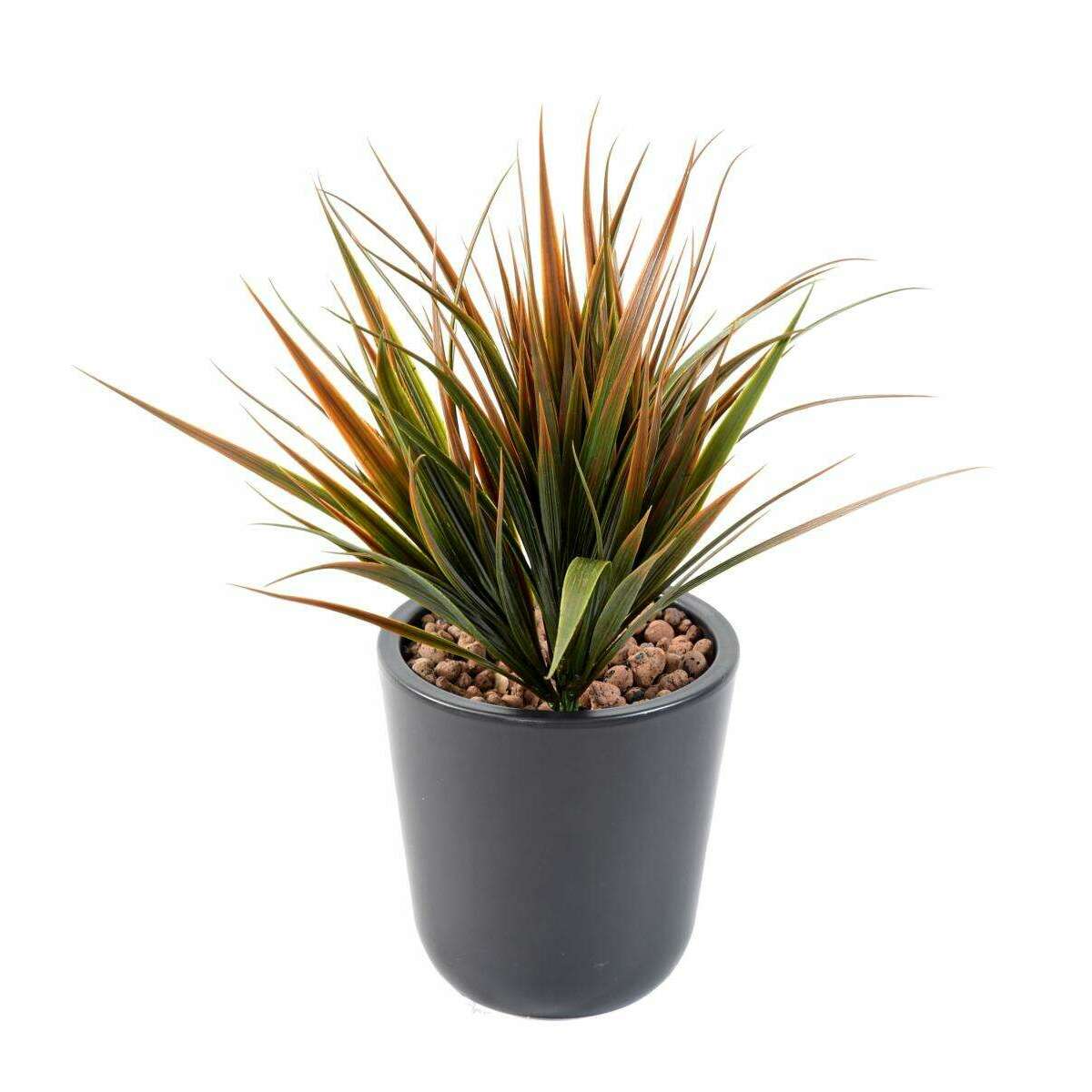 Plante artificielle Herbe large en piquet - intérieur extérieur - H.34cm vert brun-H2