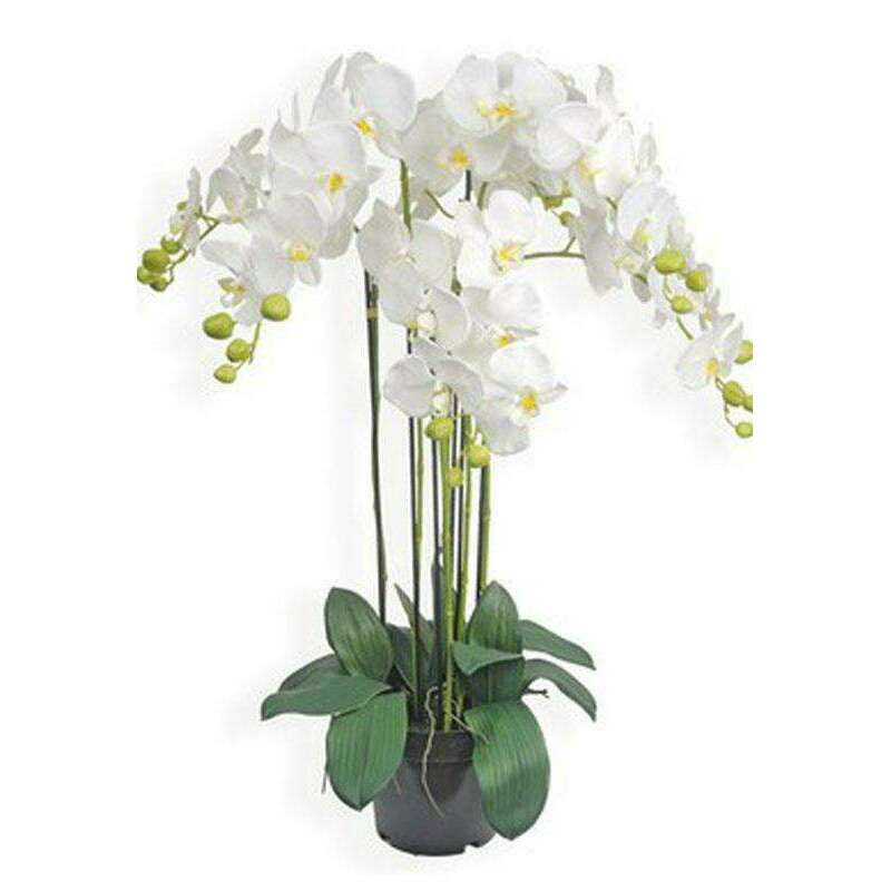 Plante artificielle Orchidée en pot - plante synthétique - H.90cm blanc - Z4