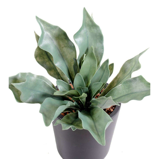 Plante artificielle Platycerium UV en piquet - fougère corne d'élan - H.25cm vert gris L3