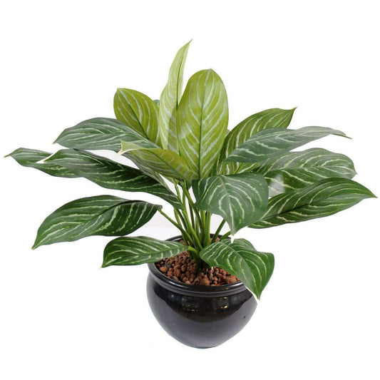 Plante artificielle Xanthosoma en pot - plante verte d'intérieur - H.45cm panaché