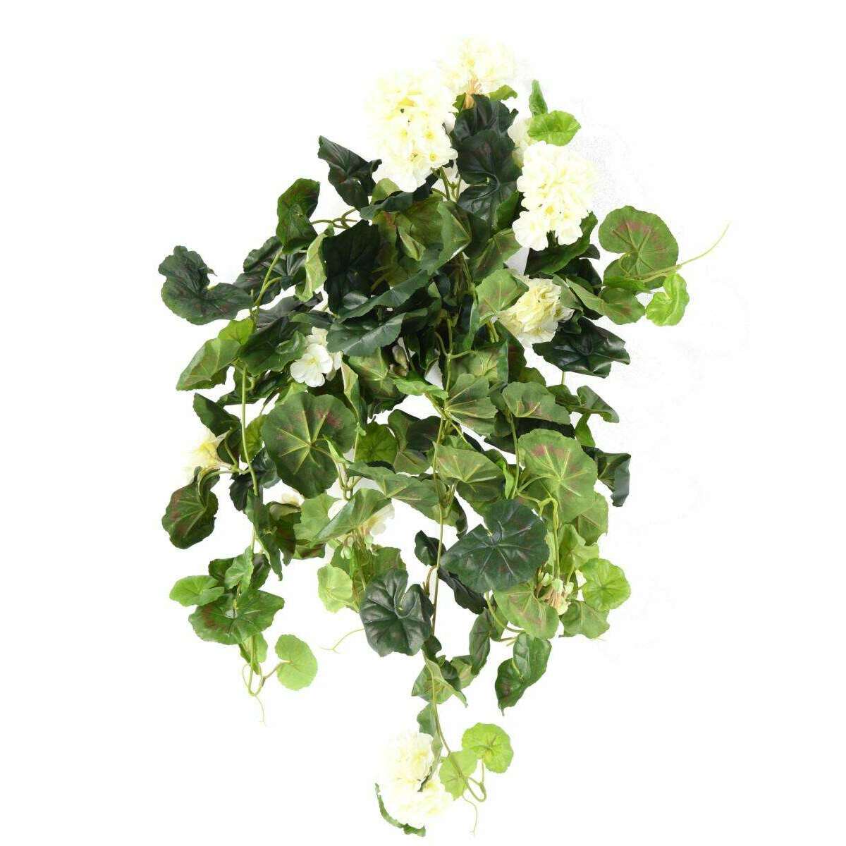 Plante fleurie artificielle Chute de Géranium - décoration d'intérieur - H.60cm blanc G1