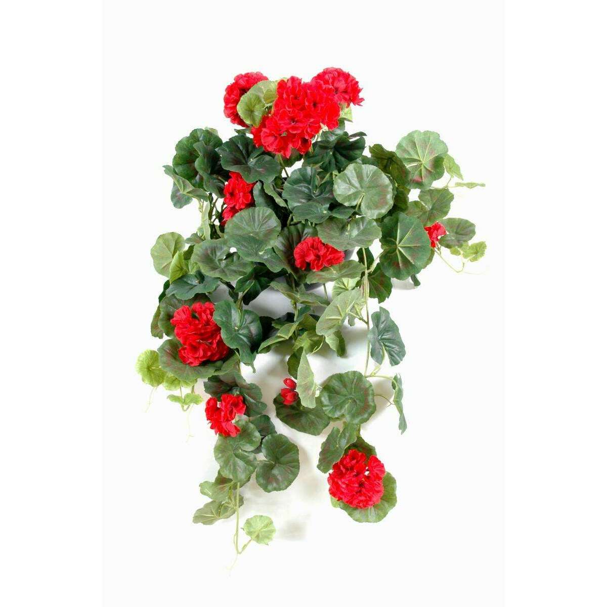 Plante fleurie artificielle Chute de Géranium - décoration d'intérieur - H.60cm rouge G4