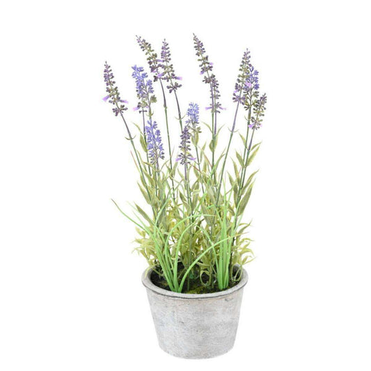 Plante fleurie artificielle Lavande pot déco - intérieur extérieur - H.40cm k1
