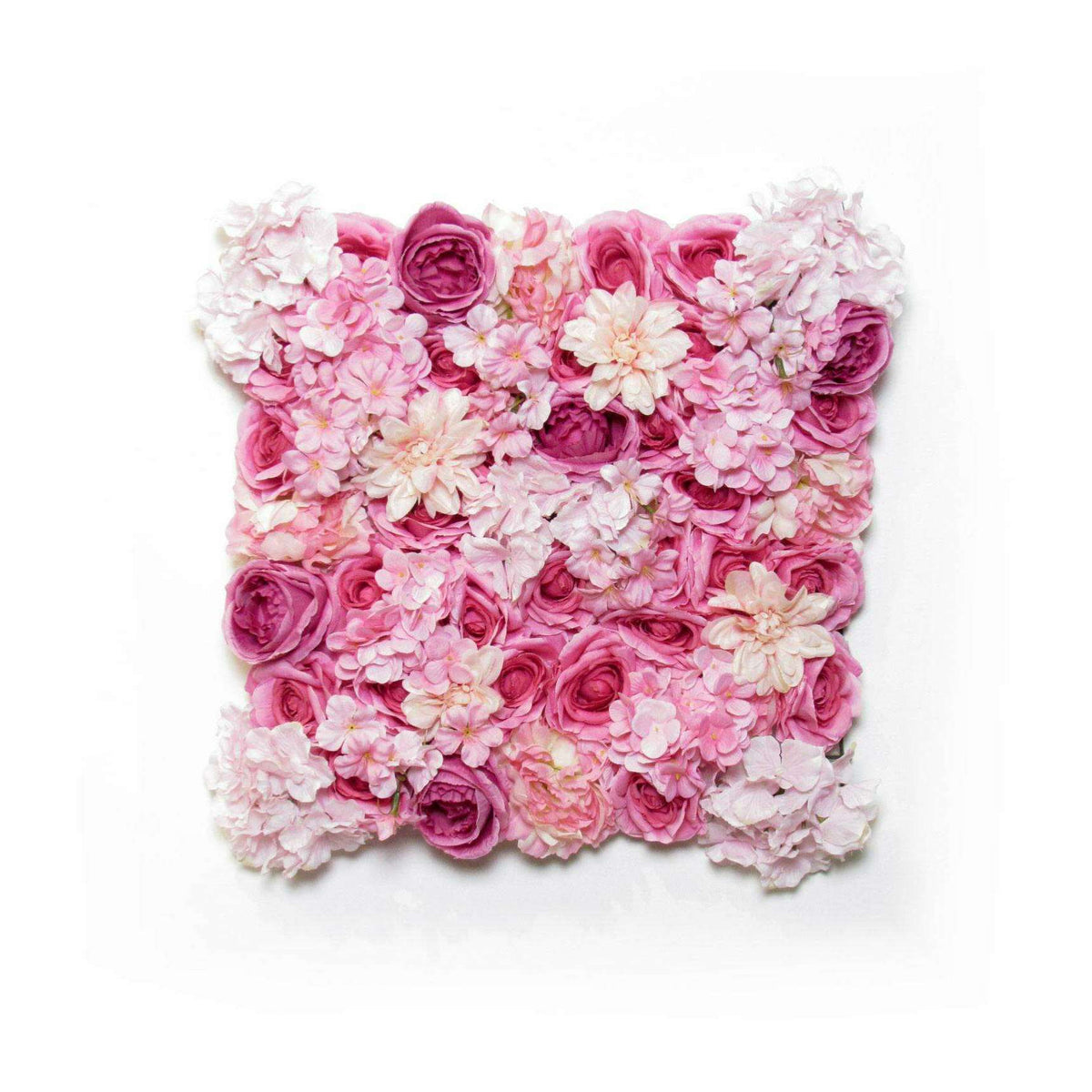 Plaque murale de fleurs artificielles roses et hortensias - décoration d'intérieur - L.50x50cm rose ETG MEZZA