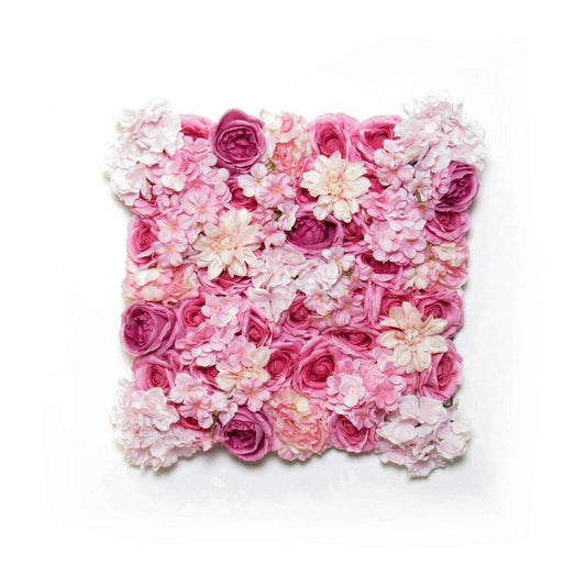 Plaque murale de fleurs artificielles roses et hortensias - décoration d'intérieur - L.50x50cm rose ETG MEZZA
