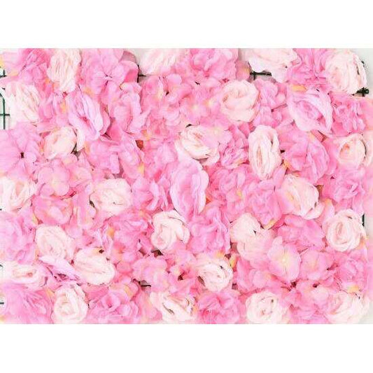 Plaque murale de fleurs artificielles roses et hortensias - décoration d'intérieur - L.60x40cm rose  ETG MEZZA