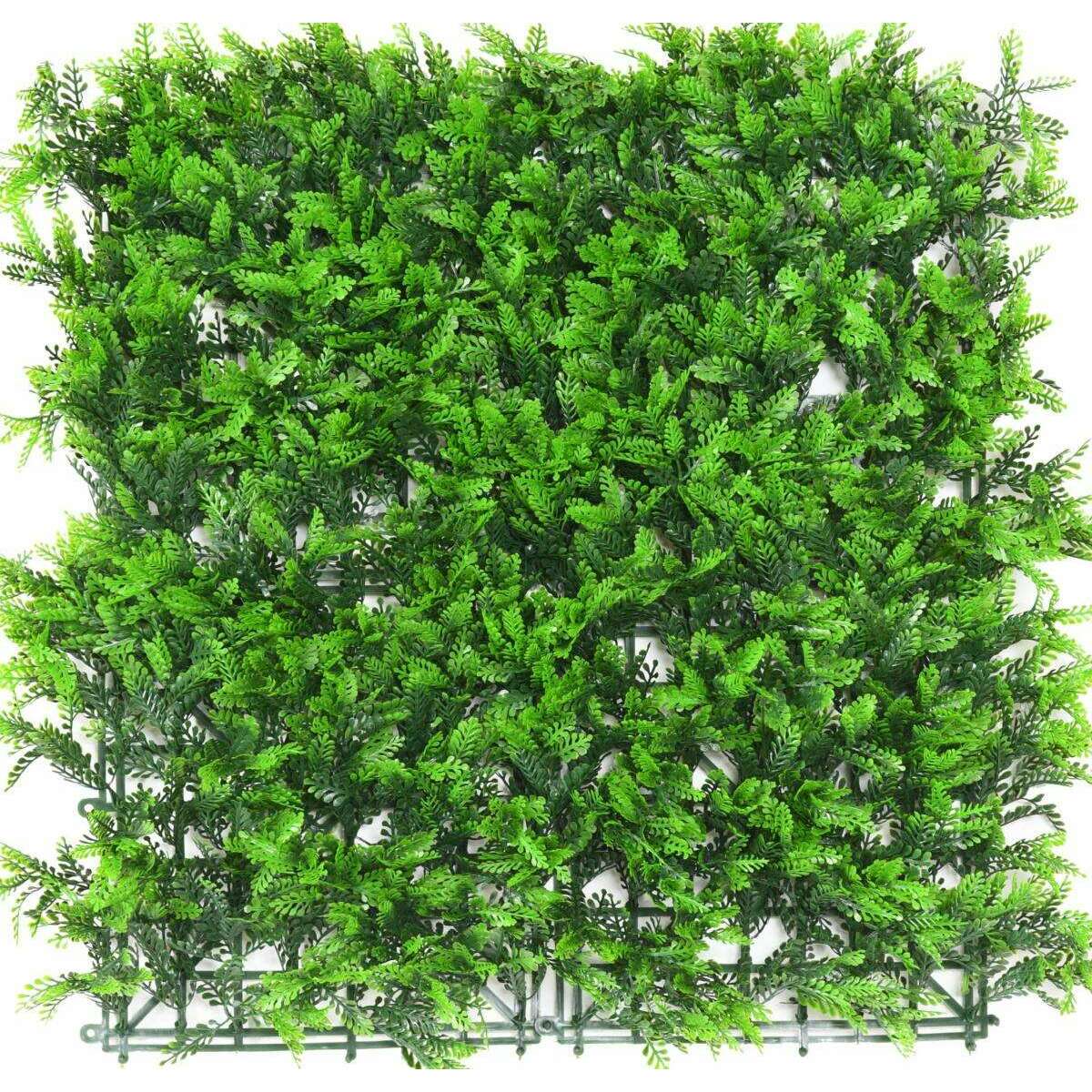 Plaque végétale artificielle fond mini fougères - décoration murale - 50x50cm vert - C1
