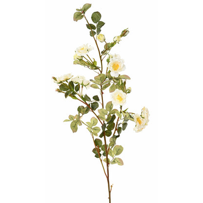 Fleur artificielle branche de mini roses blanches - création florale intérieur - H.100cm blanc