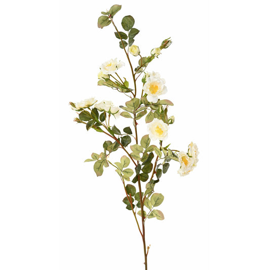 Fleur artificielle branche de mini roses blanches - création florale intérieur - H.100cm blanc