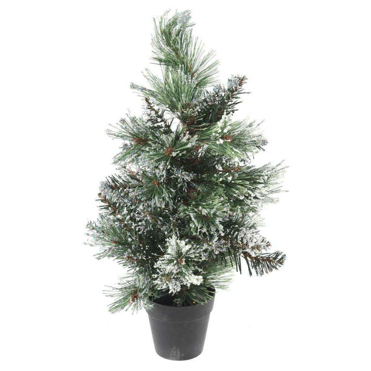 Sapin de noël mini Finley givré - plante synthétique intérieur - H.45cm vert blanc